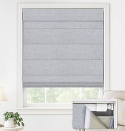 LazBlinds No Drill Roman Shades, Blackout, 39" W X 64" H, Grey