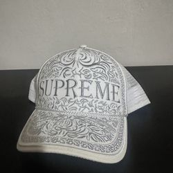 Supreme Vaquero Mesh 5 Panel White Trucker Hat 