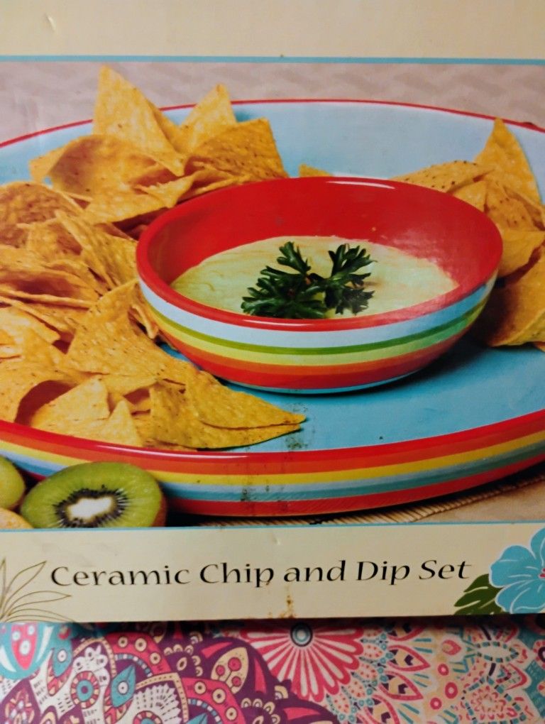 Chip And Dip Set Ceramic Lucerne Brand
