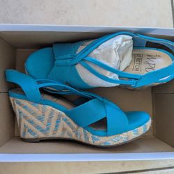 Blue Wedge Shoes