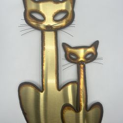 MCM Brutalist Metal Cat Wall Art Hanging  by Creative Metal Design San Francisco 