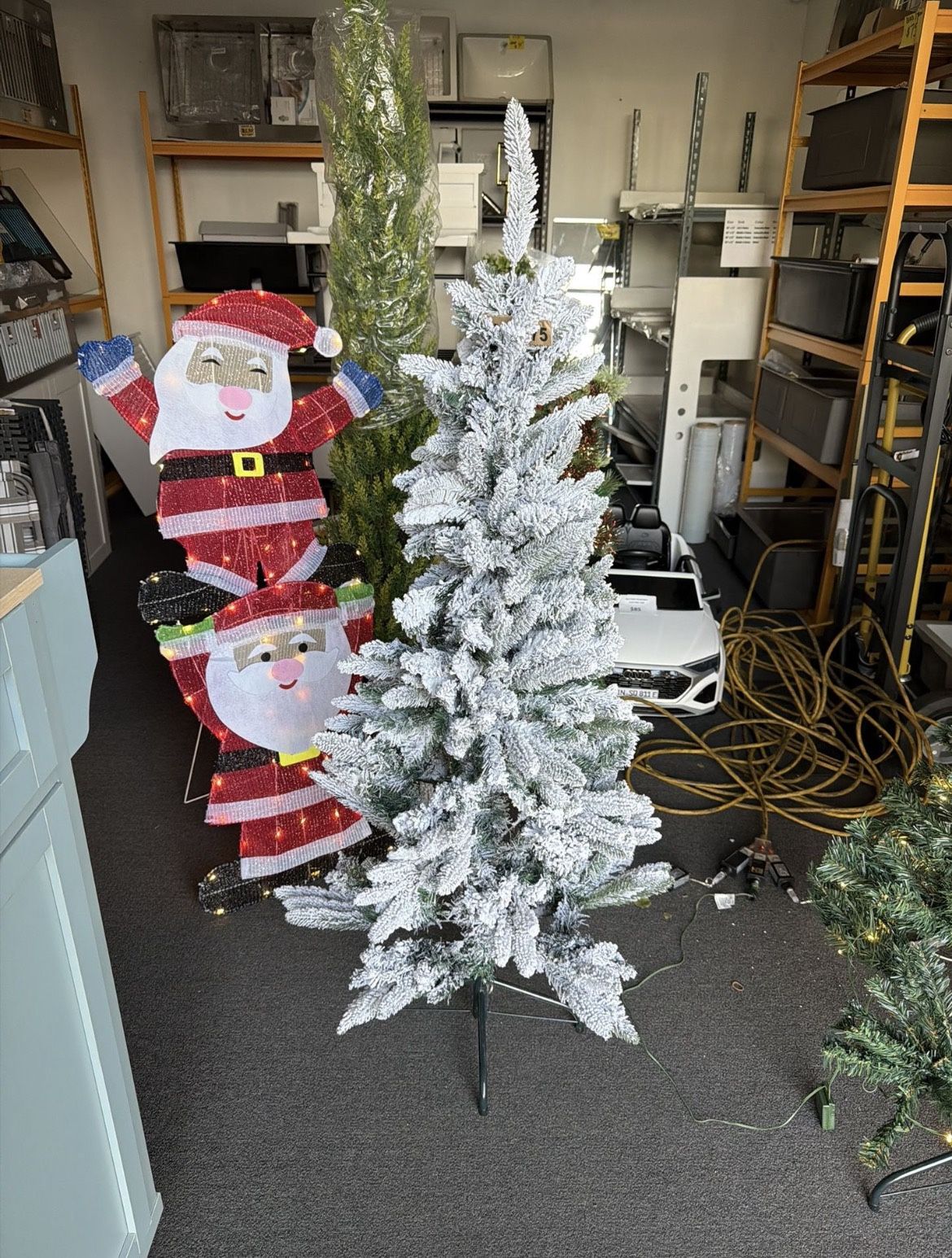 New 4.5ft Snow Flocked Pencil Christmas Tree