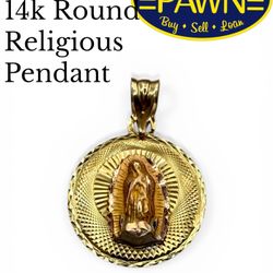 14k Round Religious Pendant