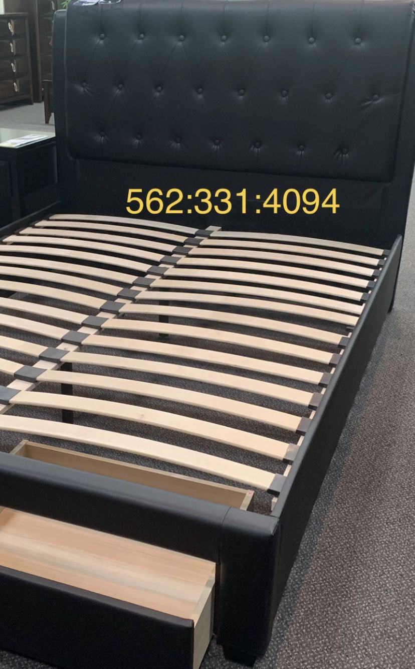 Black Storage Queen Bed With Nice Orthopedic Supreme Mattress Included  