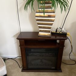 Brown Wood Fireplace 