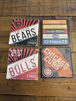 Chicago Coasters With Holder