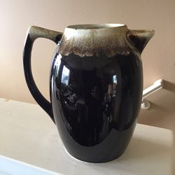 Vintage Hull USA Pottery Art Brown Drip Pitcher