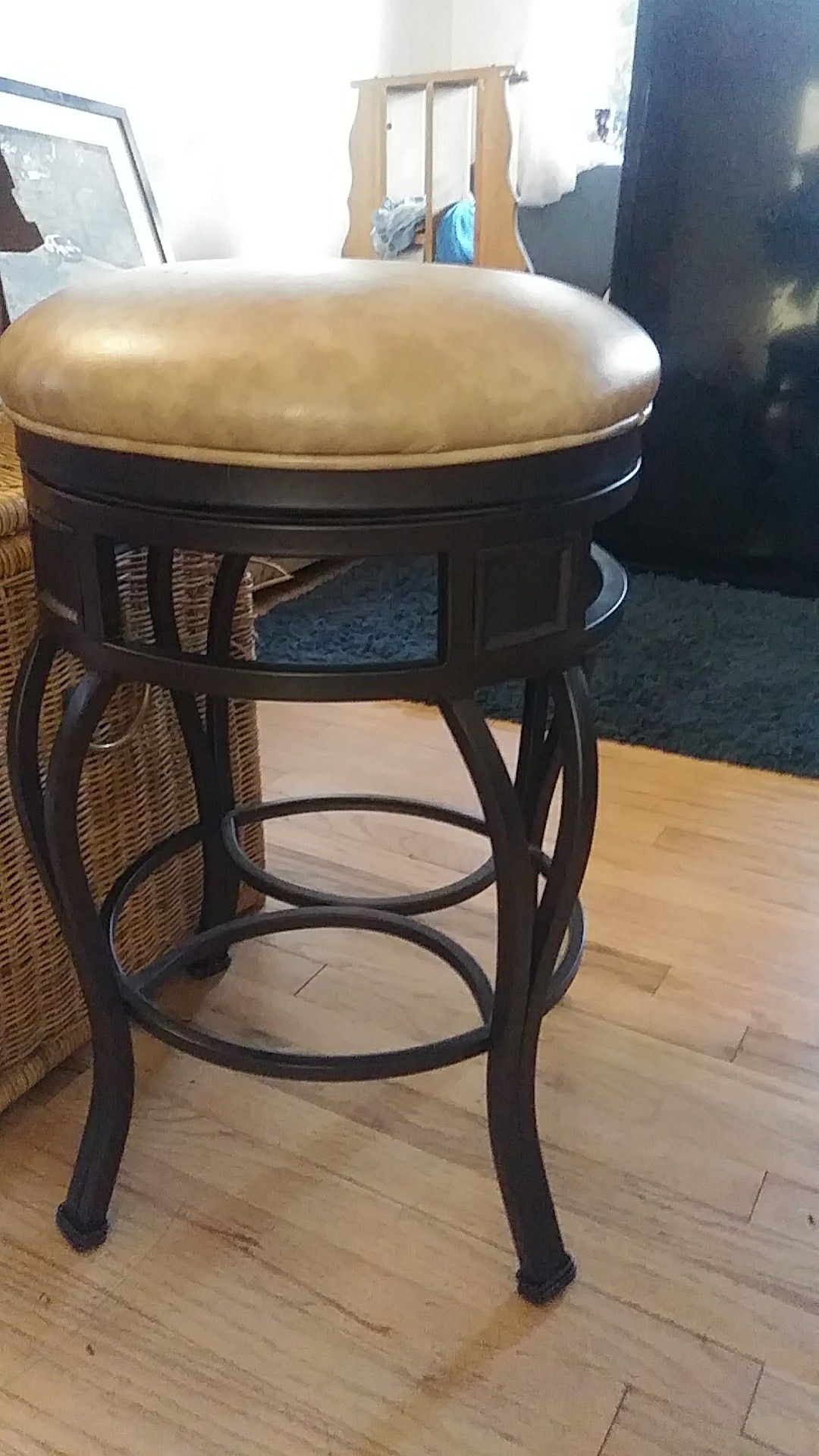Metal and faux leather bar stool