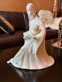 White Porcelain Madonna and Child Figurine