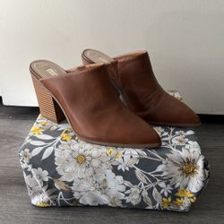 Brown Heeled Mules