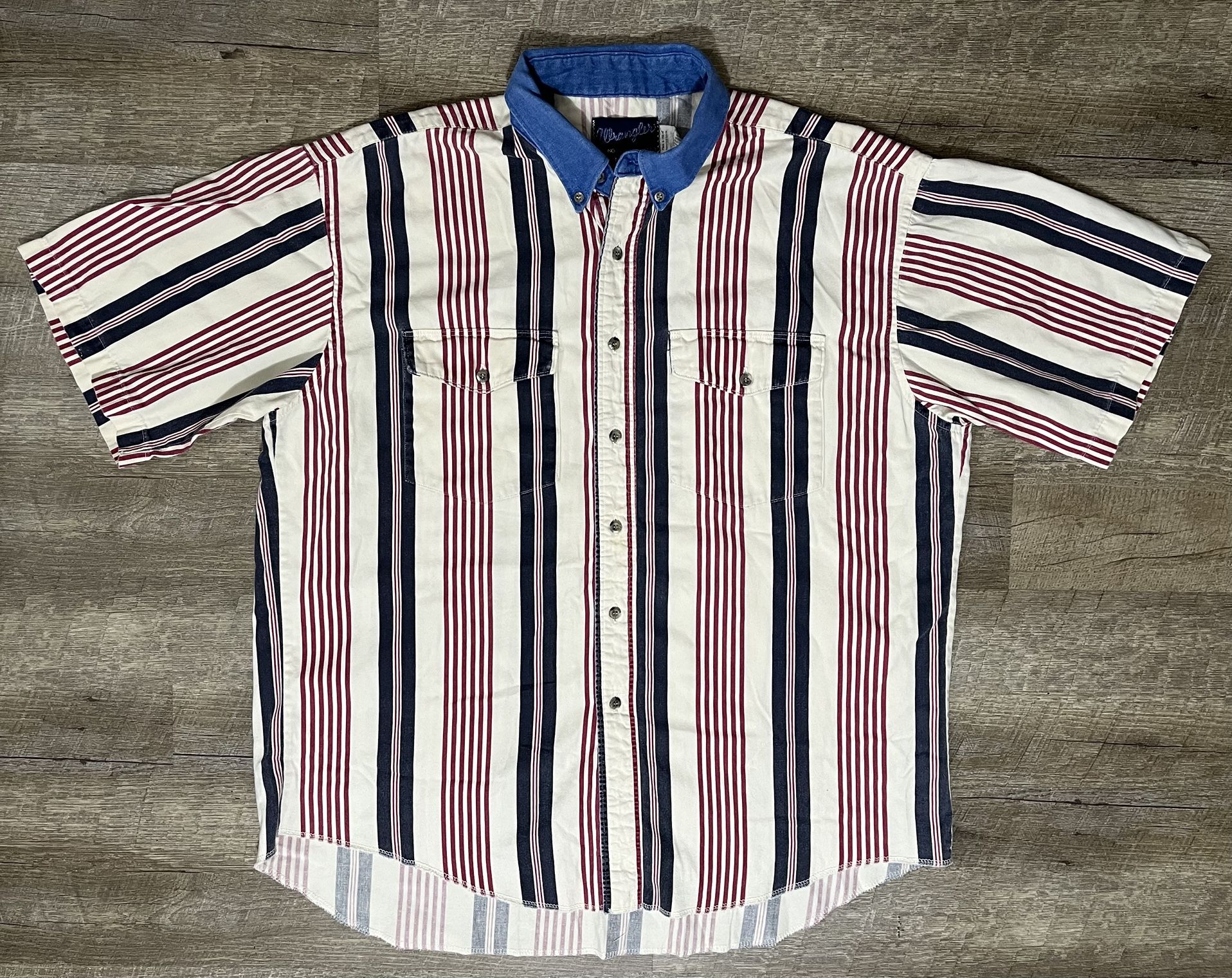 VTG Wrangler Shirt Men XL Thick Canvas X-Long Tails Cowboy Western USA Made 90s
