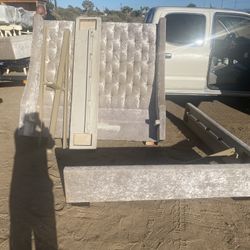 Queen Fabric Bed With Ottoman Storage 