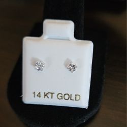 💎 14KT White Gold Stud Earrings | Classic Solitaire 3mm