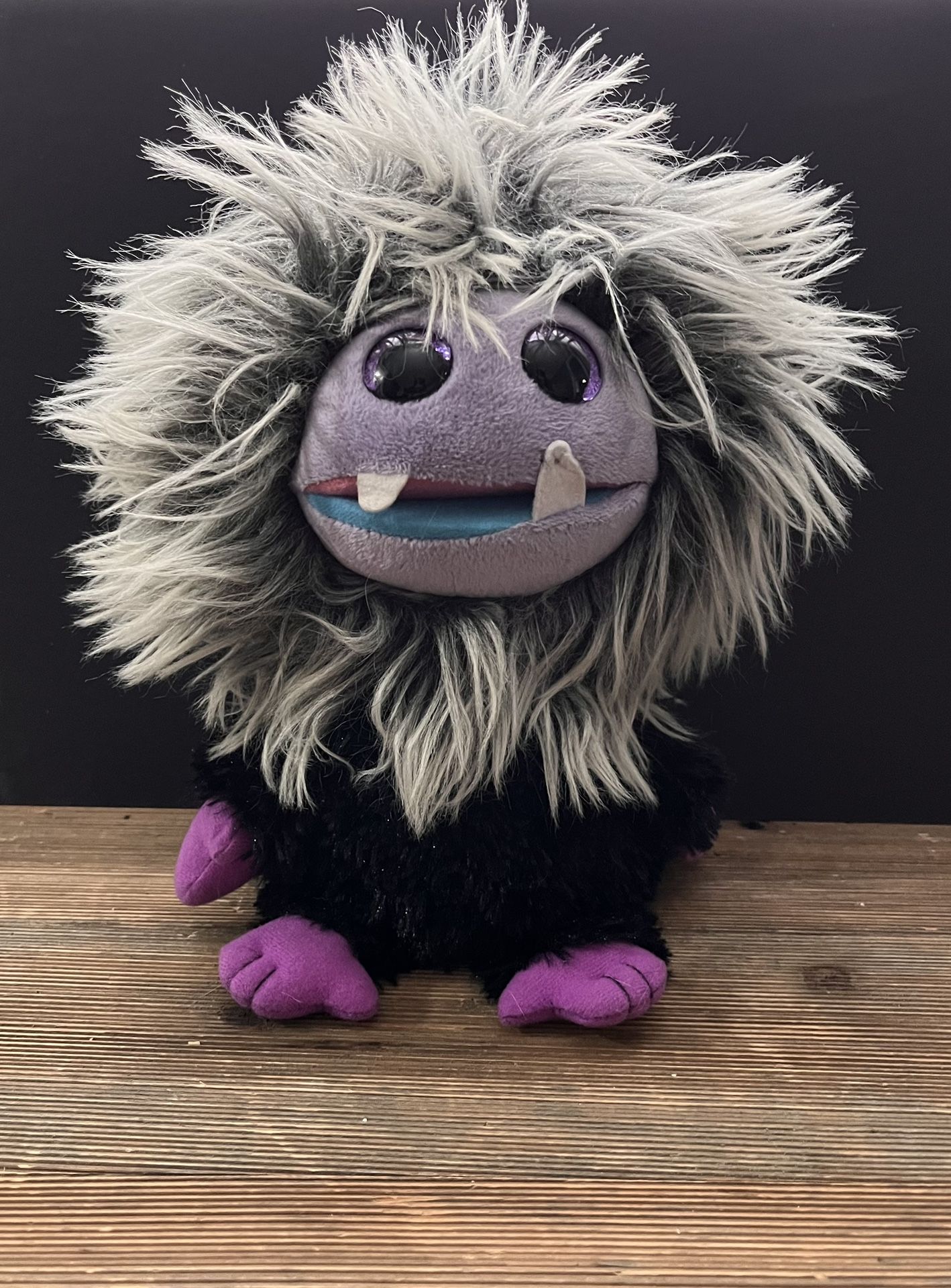 Ty Fizzys Jips 2015 Black/Purple Monster Beanie Plush 10" Rare/Retired