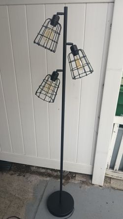 Farmhouse style Industrial 3-Light Floor Lamp with Cage Shades