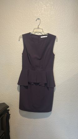 Purple Peplum Sleeveless Dress – Elegant Fit & Flare