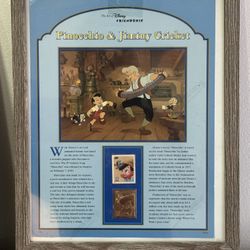 Disney Friendship*22K Gold Foil Stamp of Pinocchio + Original 37c Postage Gold Embossed