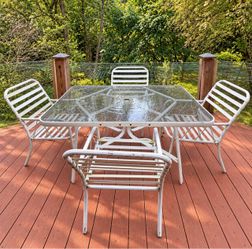 Outdoor Patio Dining Set with Glass Table