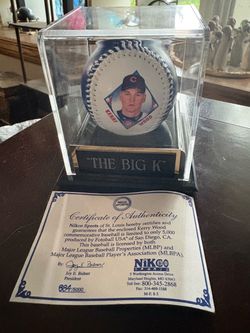 Chicago Cubs Kerry Wood Photo Baseball in a Display Case