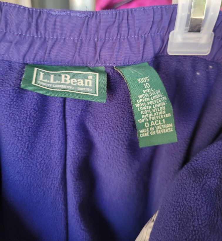 Kids Snow Pants L.L. Bean Size 10