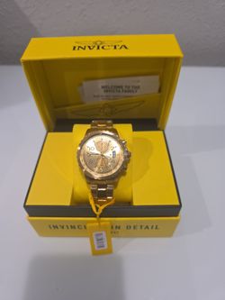 Invicta Gold-Tone Chronograph Watch with Box