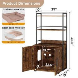 Cat Litter Box Enclosure with Shelf Storage