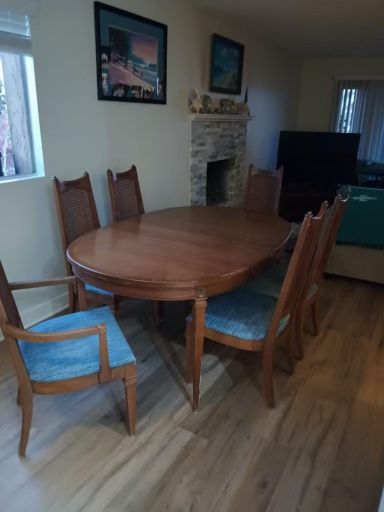 1965 Vintage Original DREXEL Dinning Wood Table, 6 Matching Chairs