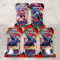 Lot of 5 Pokemon Phantasmal Flames Mega Evolution PF Booster Packs Sleeves New Sealed Authentic Trading Cards Scarlet & Violet Expansion TCG 