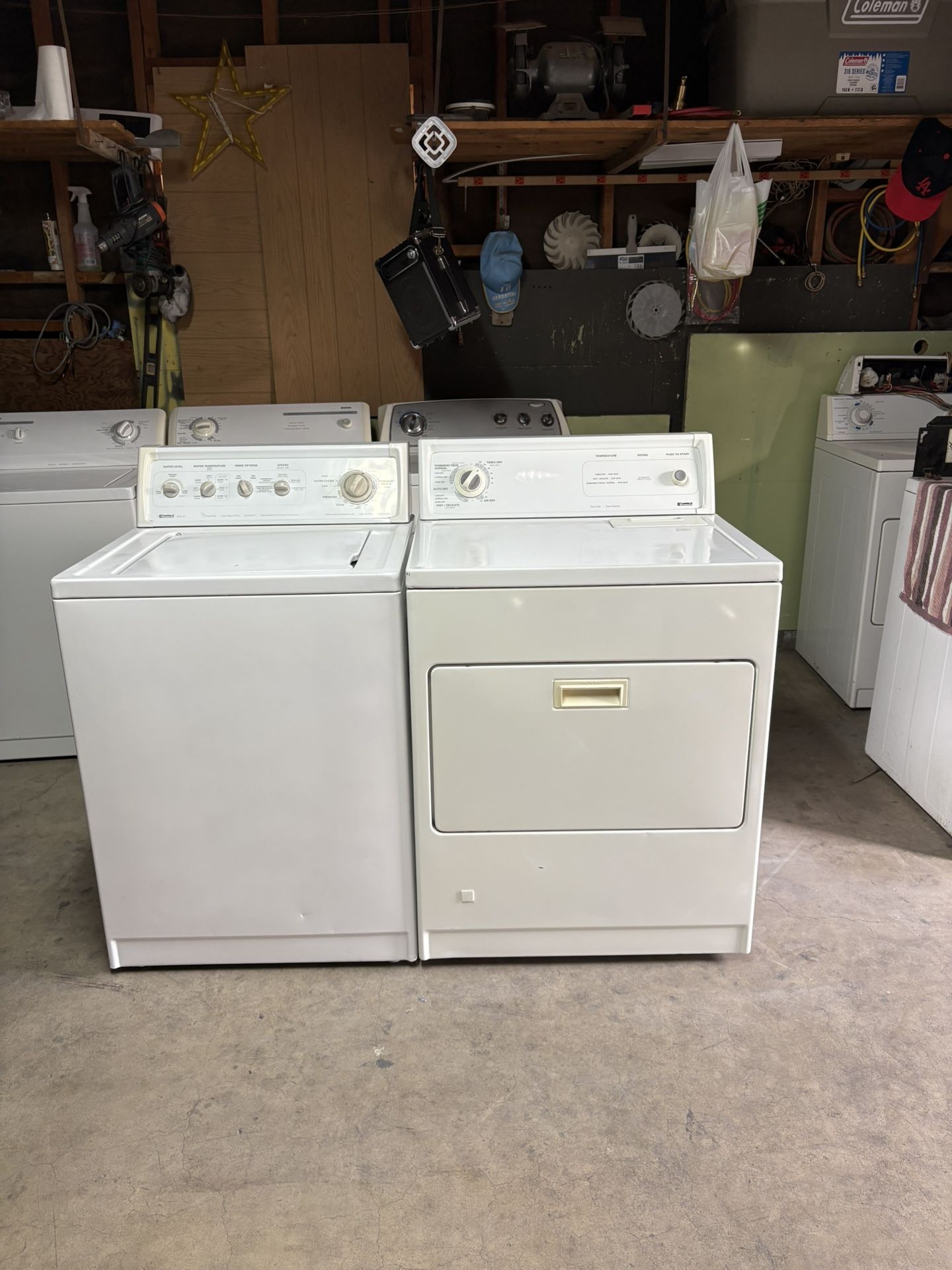 Set kenmore Big heavy duty washer machine and gas dryer works good we deliver