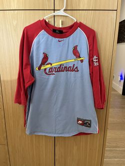 Nike Cooperstown Collection St. Louis Cardinals Raglan 3/4 Sleeve Shirt — Rare Powder Blue/Red