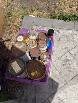 Variety of paint cans