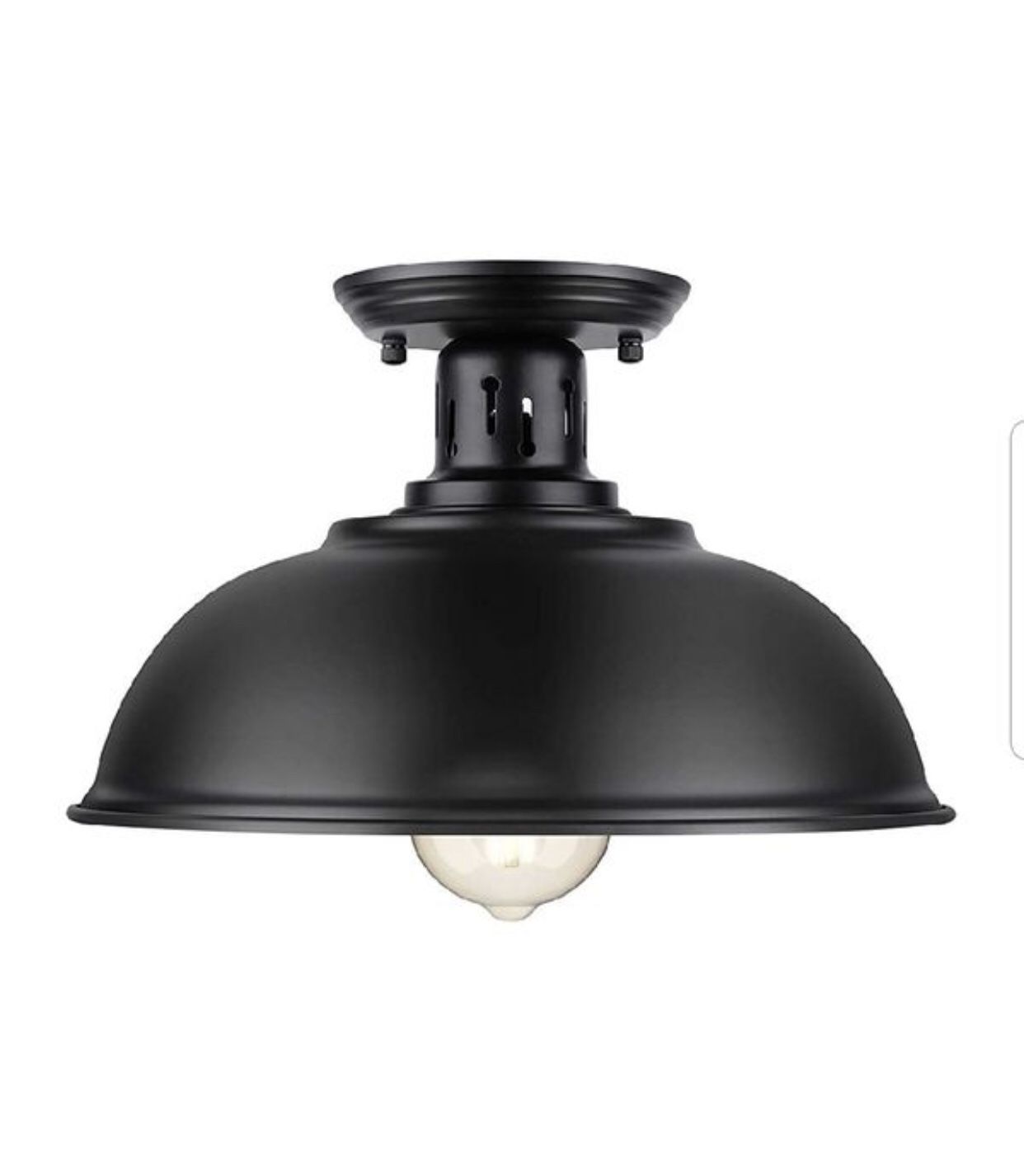 Farmhouse Semi Flush Mount Ceiling Light Fixture, E26 Medium Base, Industrial Black Pendant Lamp