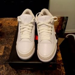 Jordan 3 Pure White Customized With Pink Purple And Yellow Splatter Size 11