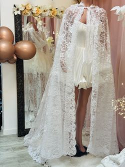 Bridal/Wedding lace cape veil with a hoodie 
