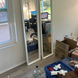 2 White Tall Mirrors 