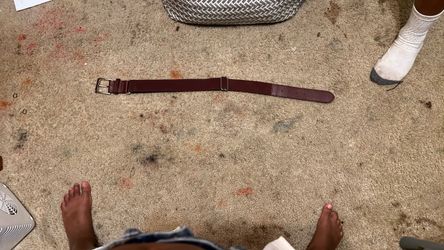 Brown Leather Belt with Silver Buckle