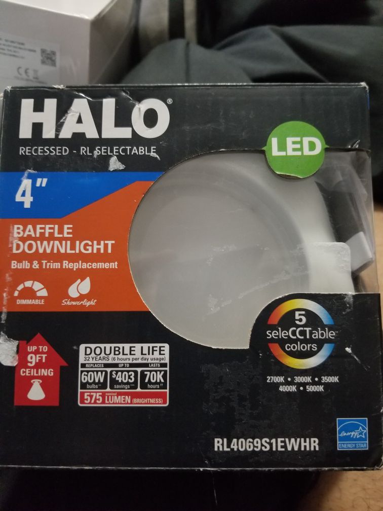 Halo 4 in. White Integrated LED Recessed Ceiling Light Fixture Retrofit Baffle Trim