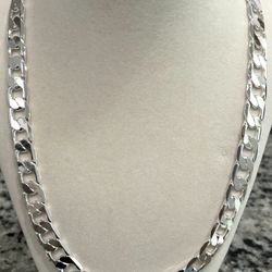 New S925 Sterling Silver Chain Link Necklace Cuban