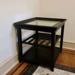 Black Glass Top End Table