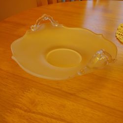 Vintage Frosted Pink Satin Glass Plate