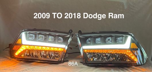 2009 TO 2018 Dodge Ram 1500 / 2500 / 3500 Full LED Sequential Projector Headlights - Black