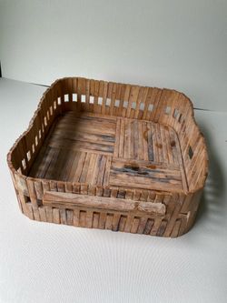 Square wood basket tray
