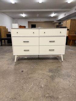 MCM Style White 6 Drawer Dresser