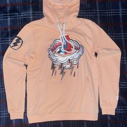 Fifth Loops Eye Embroidery Peach Hoodie Size M