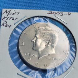 2003 P JFK Half-dollar, AU, Both Sides=Striking Lamination Error
