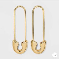 NWT SUGARFIX by BaubleBar Gold Safety Pin Threader Earrings - Gold