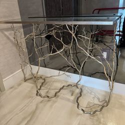 Beautiful branch base console in a silver finish - 46” x 15” x 33” - Excellent Condition- Originally $1499