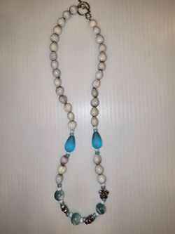 Beaded Necklace with Blue Accents