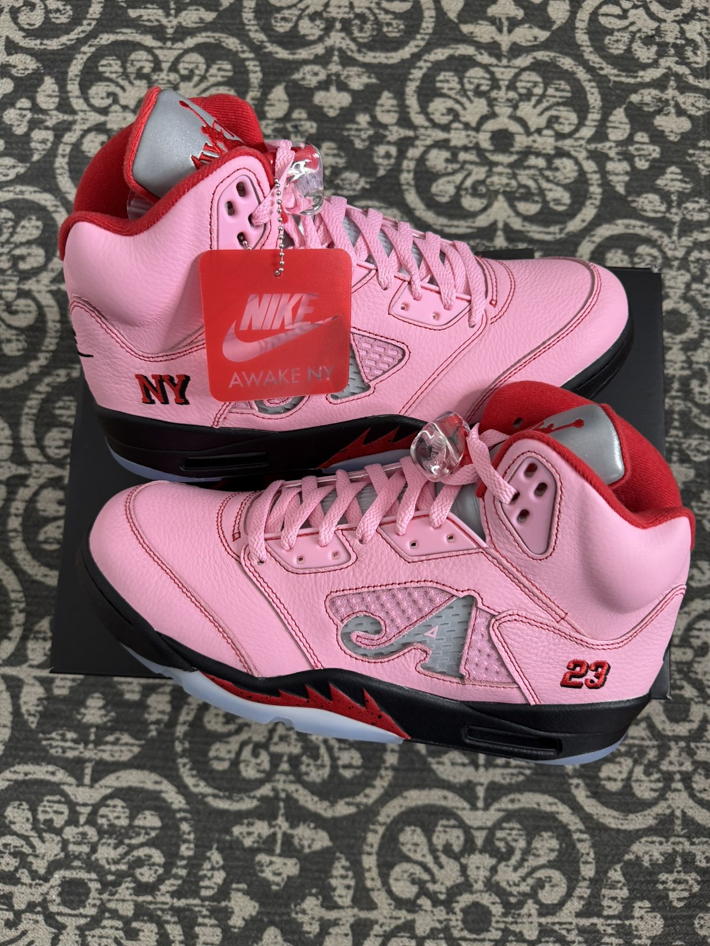 Size 10.5 - Awake NY x Air Jordan 5 Retro Boro - Arctic Pink