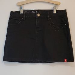 ESPRIT Vintage Y2K black denim with rhinestone details low-rise Mini Skirt size4 